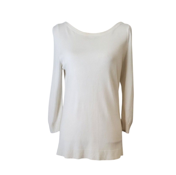 White House Black Market Sweaters - White House Black Market Cream 3/4 Sleeve Pullover Lightweight Sweater Size M
